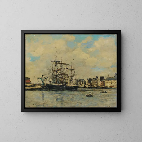 Le Havre, bassin de la Barre - Eugène Boudin — ingelijst kunstwerk aan de muur
