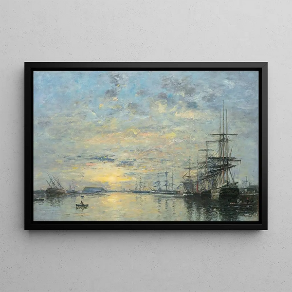 Le Havre, bassin de l'Eure - Eugène Boudin — ingelijst kunstwerk aan de muur