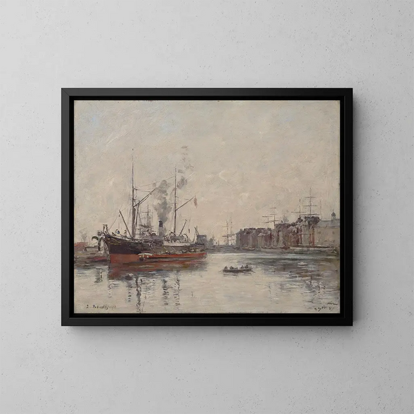 Le Havre, de haven van de Barre - Eugène Boudin — ingelijst kunstwerk aan de muur