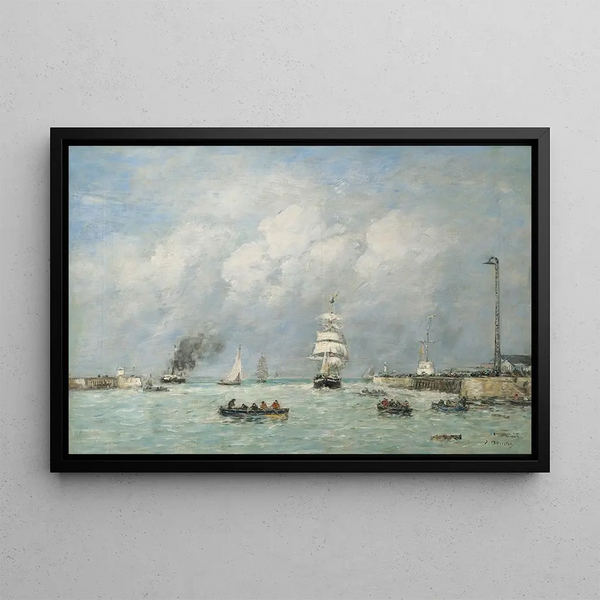Le Havre, ingang van de haven - Eugène Boudin — ingelijst kunstwerk aan de muur