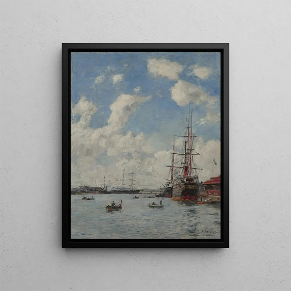 Le Havre de haven van de Eure - Eugène Boudin — ingelijst kunstwerk aan de muur