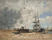 Het strand van Trouville, eb - Eugène Boudin — weergave van het kunstwerk