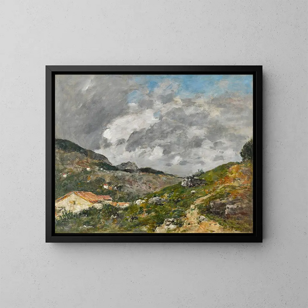 Bergen in de omgeving van Nice - Eugène Boudin — ingelijst kunstwerk aan de muur