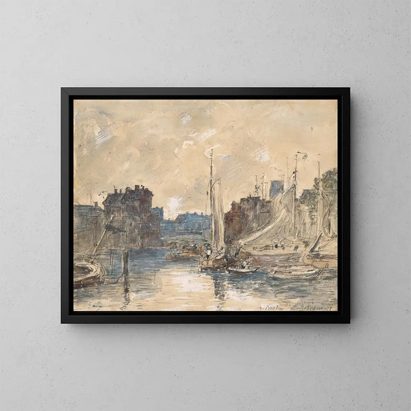 Haven van Rotterdam - Eugène Boudin — ingelijst kunstwerk aan de muur