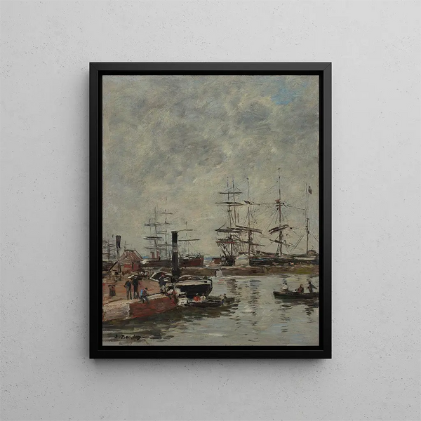 van Port de navires au quai - Eugène Boudin — ingelijst kunstwerk aan de muur