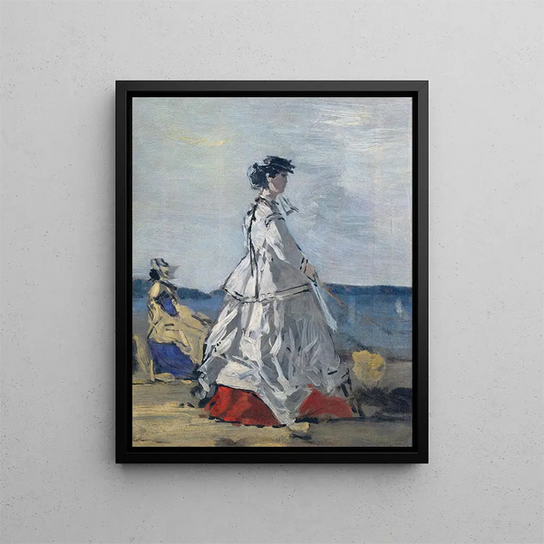 La princesse Pauline Metternich op het strand - Eugène Boudin — ingelijst kunstwerk aan de muur