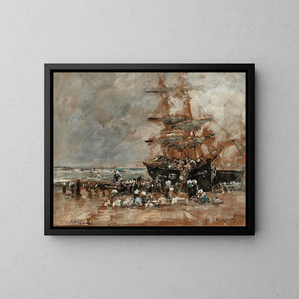 Terugkeer van de Terreneuvier in Portrieux - Eugène Boudin — ingelijst kunstwerk aan de muur