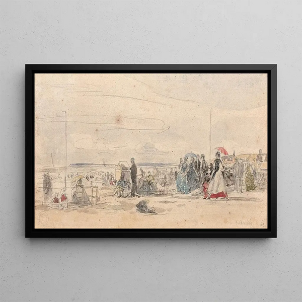 Strandscène Deauville - Eugène Boudin — ingelijst kunstwerk aan de muur