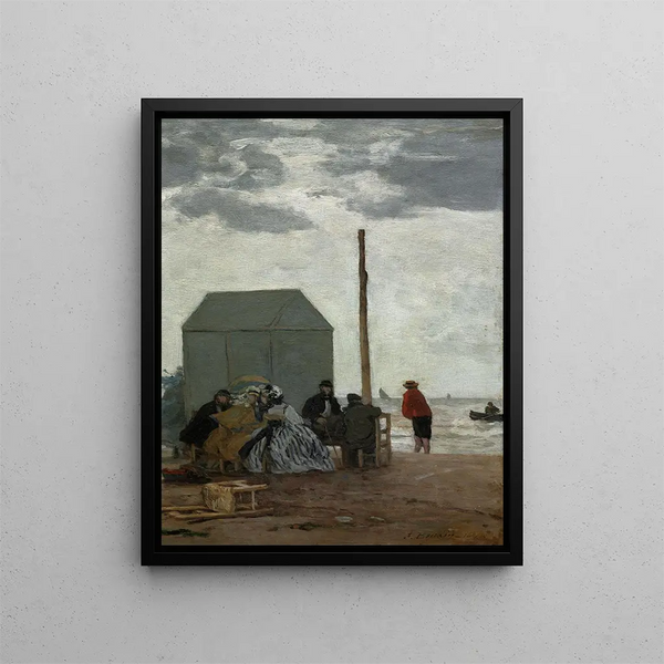 La plage de Deauville - Eugène Boudin — ingelijst kunstwerk aan de muur