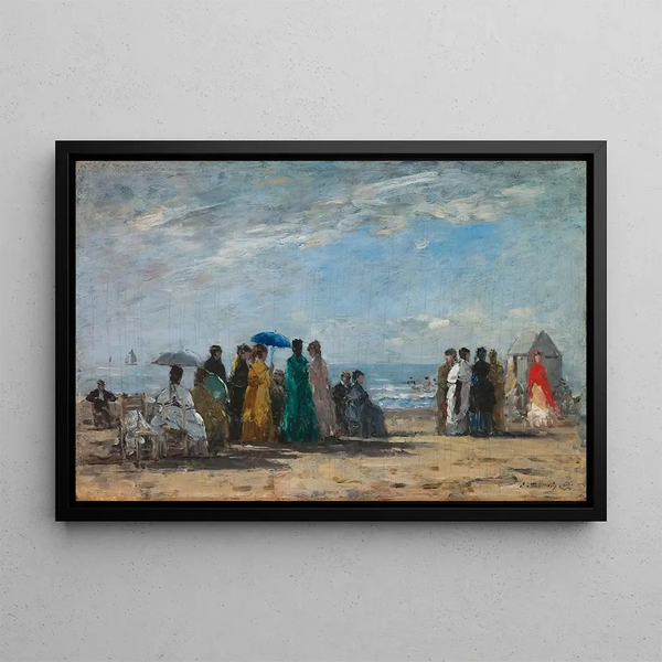 La plage à Trouville - Eugène Boudin — ingelijst kunstwerk aan de muur