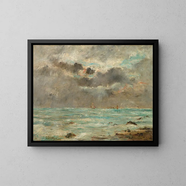 La Côte à Trouville - Eugène Boudin — ingelijst kunstwerk aan de muur
