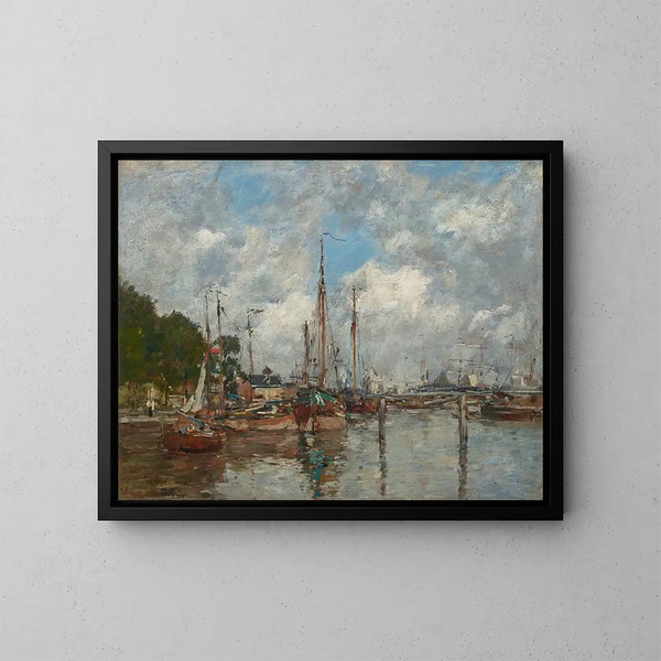 A corner of the port at Trouville - Eugène Boudin — framed artwork on a wall