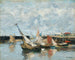 Booten in Trouville, eb en vloed - Eugène Boudin — weergave van het kunstwerk