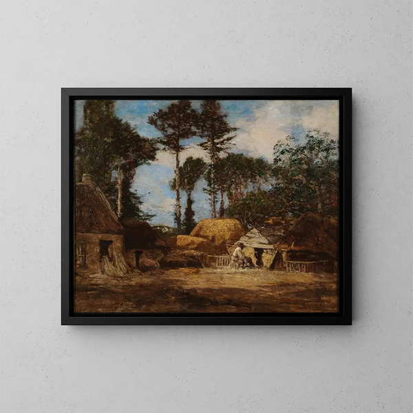 A farm in Brittany - Eugène Boudin — framed artwork on a wall