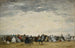 Vakantiegasten op het strand van Trouville - Eugène Boudin — weergave van het kunstwerk