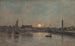 van Vue du port de Trouville au crépuscule - Eugène Boudin — weergave van het kunstwerk