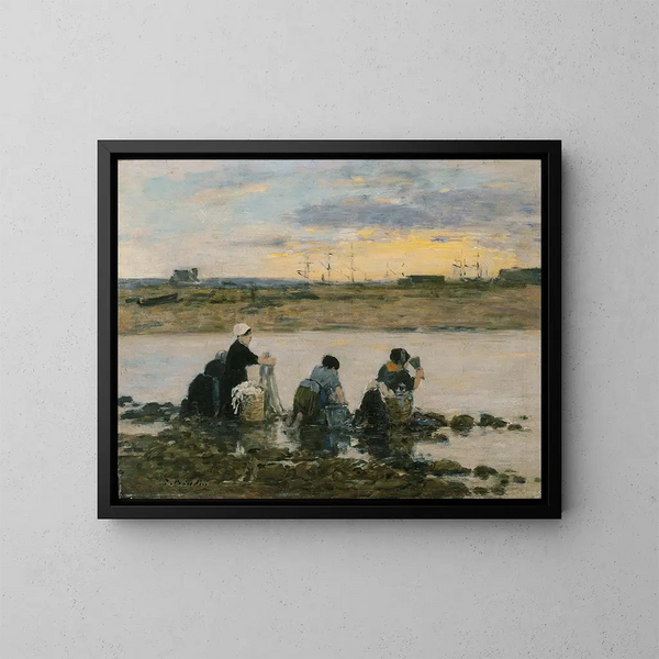 Laveuses aan de rivierkant - Eugène Boudin — ingelijst kunstwerk aan de muur