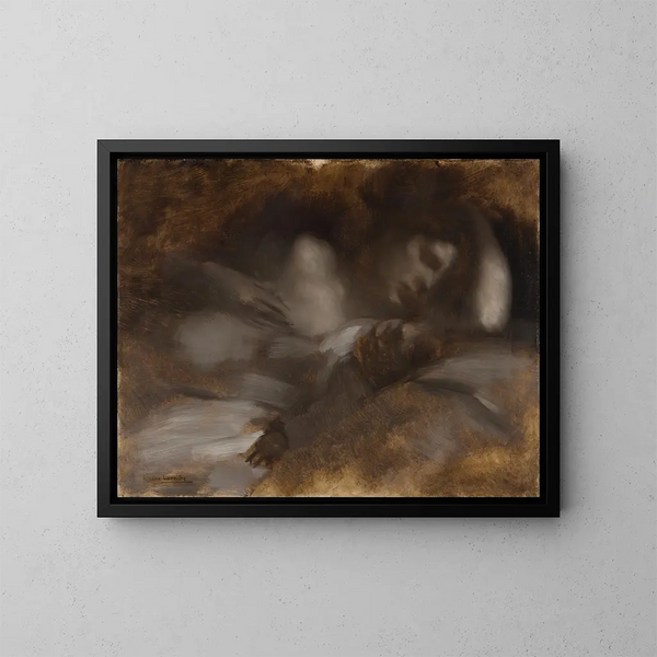 The Sleep - Eugène Carrière — framed artwork on a wall