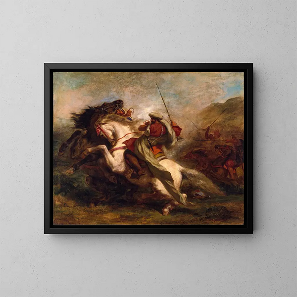 Botsing van Moorse ruiters - Eugène Delacroix — ingelijst kunstwerk aan de muur