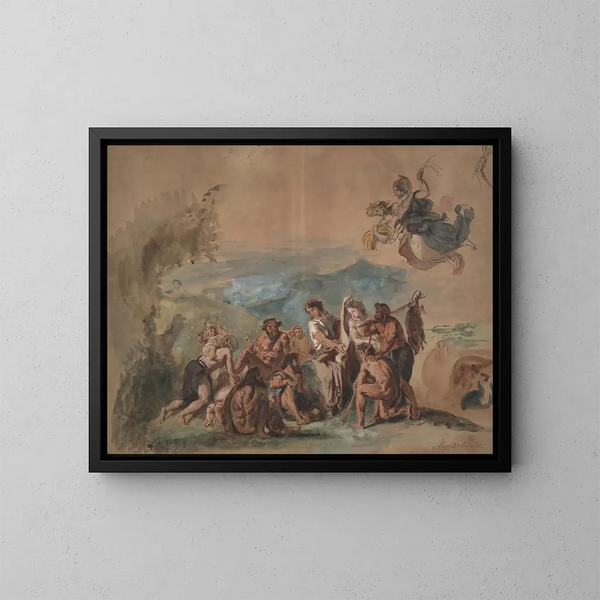 Orphée die de beschaving brengt naar de barbaarse voorouders van de Grieken - Eugène Delacroix — ingelijst kunstwerk aan de muur