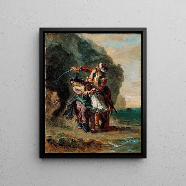 Selim en Zuleika - Eugène Delacroix — ingelijst kunstwerk aan de muur