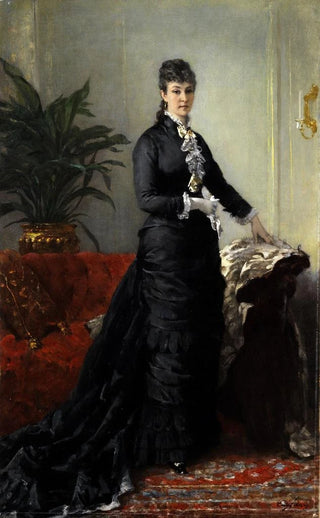Eugne Faure - Junge Frau in langem schwarzen Kleid.webp