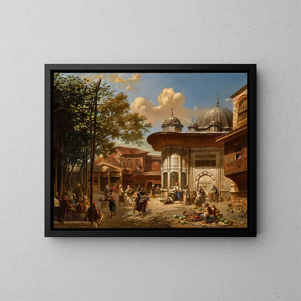 La fontaine d'Ahmet III à Constantinople - Eugène Flandin — framed artwork on a wall
