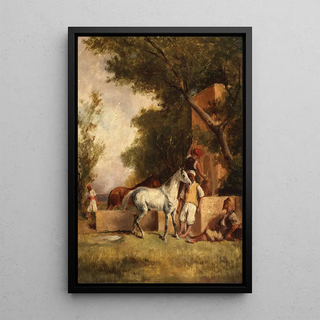 Eugne Fromentin - A halt at the fountain.webp