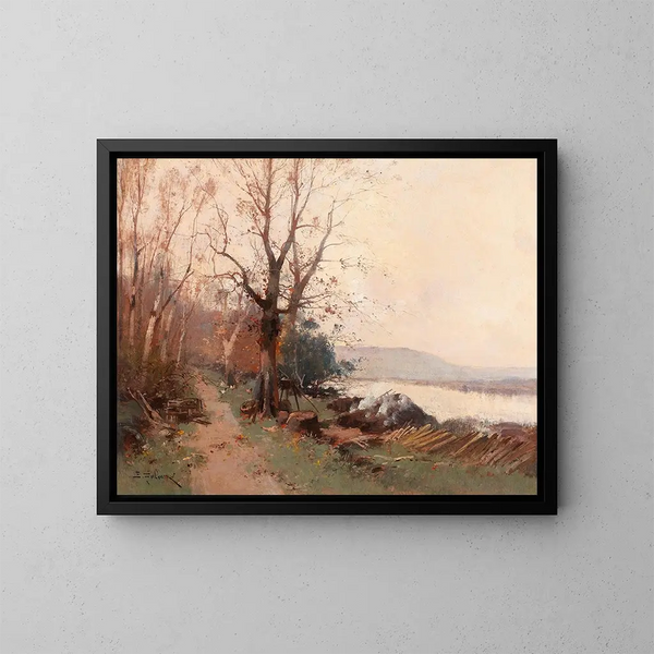 Landschap met rivier - Eugène Galien-Laloue — ingelijst kunstwerk aan de muur