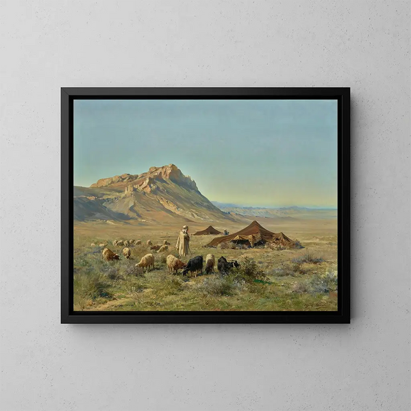A Bedouin encampment - Eugène Girardet — framed artwork on a wall