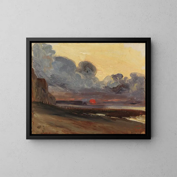 Sunset on the Normandy coast - Eugène Isabey — framed artwork on a wall