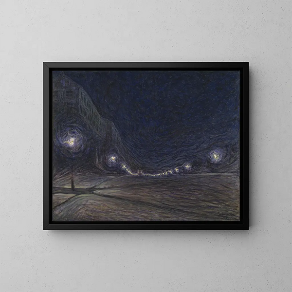 Hornsgatan la nuit - Eugène Jansson — framed artwork on a wall