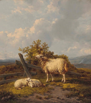 Eugne Joseph Verboeckhoven - Sheep And Lambs In A Pasture.webp