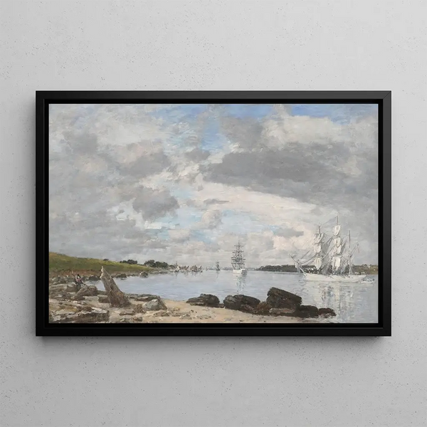La Baie à l'embouchure de la rivière Elorn Landerneau - Eugène Louis Boudin — ingelijst kunstwerk aan de muur