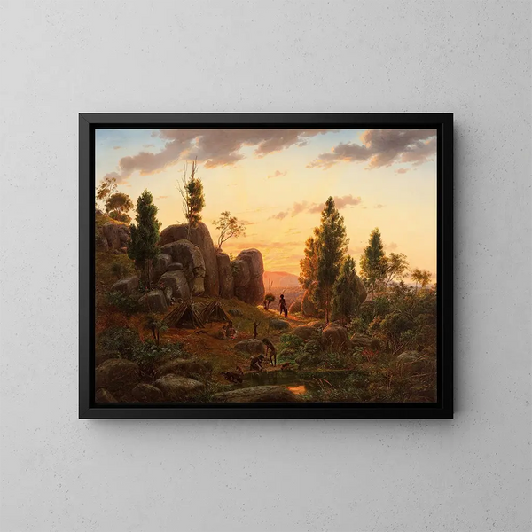 Lacs de pierre, lac Corangamite - Eugène von Guérard — framed artwork on a wall