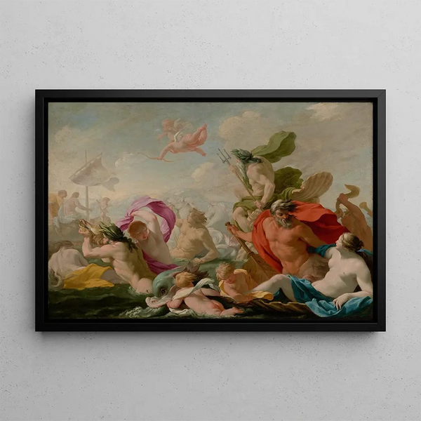 Les Dieux Marins Rendant Hommage à l'Amour - Eustache Le Sueur — framed artwork on a wall
