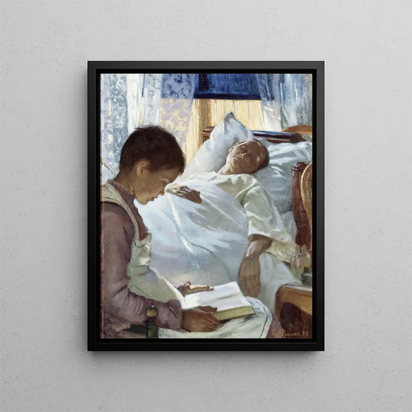 Reflection in Blue - Eva Bonnier — framed artwork on a wall