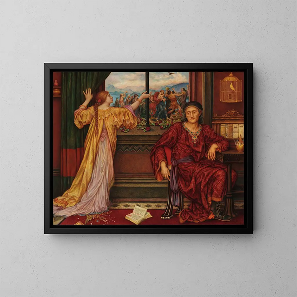 La Cage dorée - Evelyn De Morgan — framed artwork on a wall