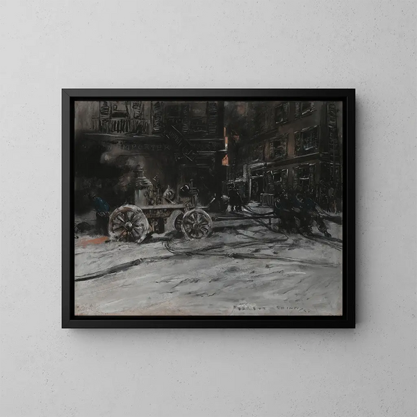 Fire Scene - Everett Shinn — framed artwork on a wall