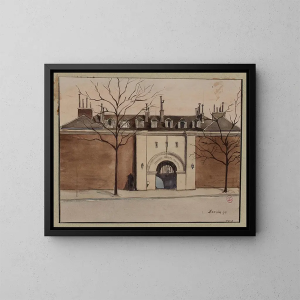 L'entrée de la prison de Mazas sur le boulevard Diderot - F. Seguin — framed artwork on a wall
