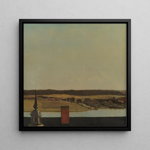 Faîtage du château de Frederiksborg avec vue sur le lac et la forêt - Christen Købke