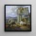 Familie van herders bij de ruïnes van de tempel van Vespasianus - Johann Heinrich Roos — ingelijst kunstwerk aan de muur
