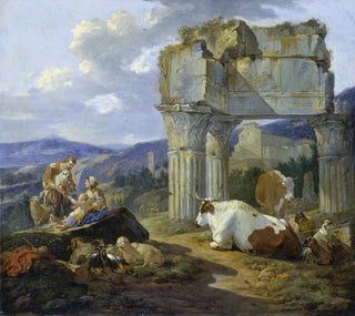 Famille de bergers romains avec leur troupeau - Johann Heinrich Roos