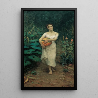 Fausto Zonaro - Young Girl Carrying a Pumpkin.webp