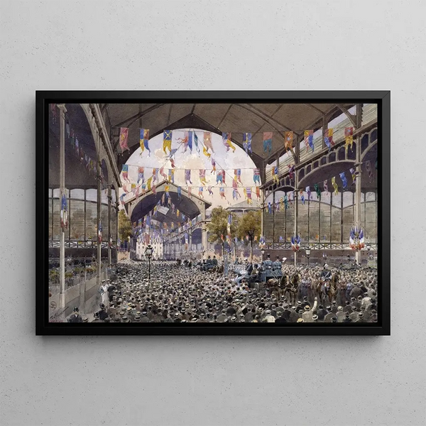 Reception of Russian sailors at the Halls during the Franco-Russian celebrations in October 1893 - Fédor Hoffbauer — framed artwork on a wall