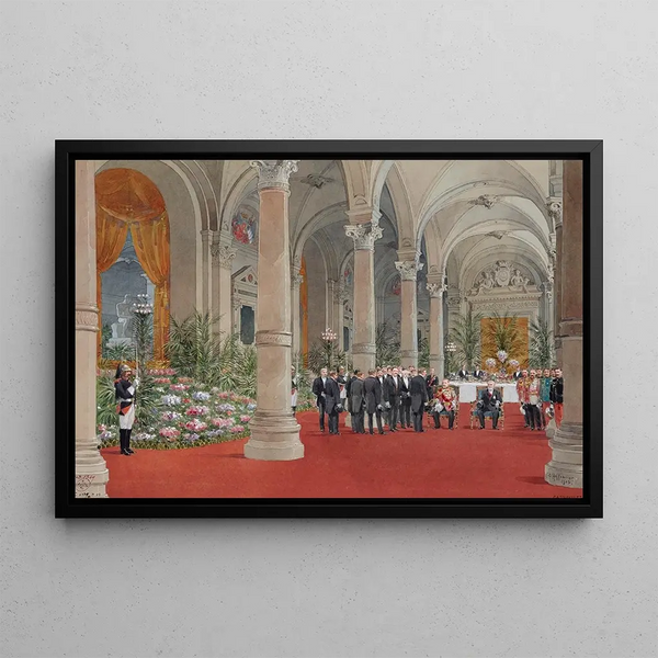 Ontvangst van koning Edward VII van Engeland door president Loubet in het stadhuis van Parijs op 2 mei 1903 - Fédor Hoffbauer — ingelijst kunstwerk aan de muur