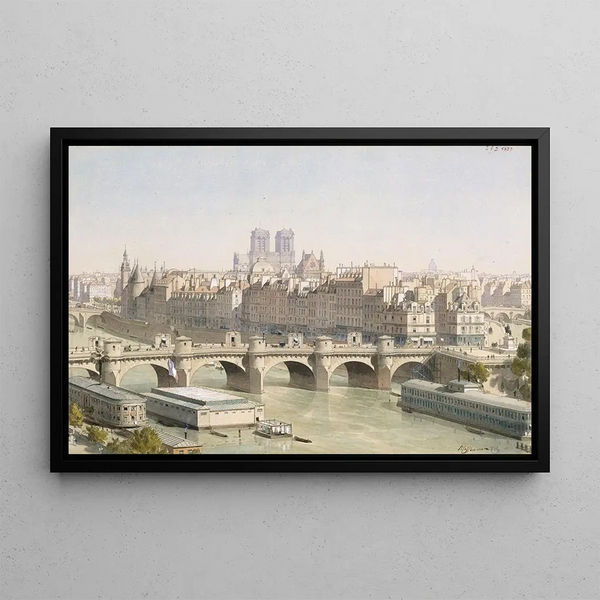 Fdor Hoffbauer - Vue de lle de la Cit et le pontNeuf avec ses boutique vers 1840.webp