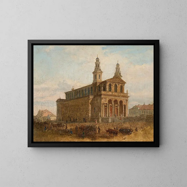 View of the Saint-Charles-Borromée Church in Warsaw - Feliks Brzozowski — framed artwork on a wall