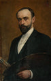 Self-portrait with palette - Feliks Cichocki — artwork view