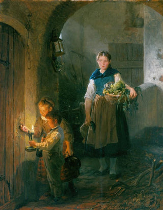 Felix Schlesinger - Kchenmagd mit Kindern im Vorratskeller.webp